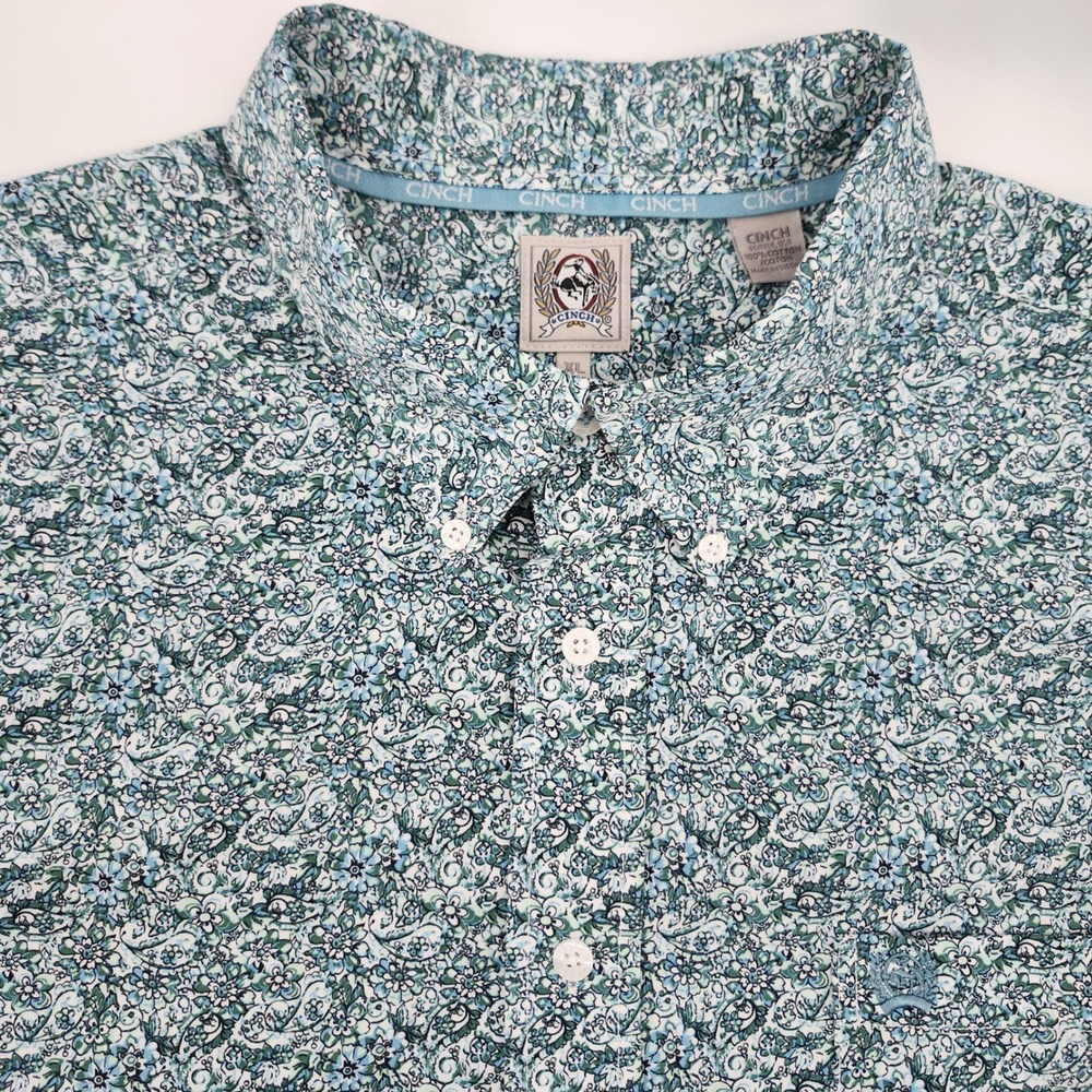 Cinch Mens Floral Button Down Camp Shirt XL Coastal Western Americana Resort